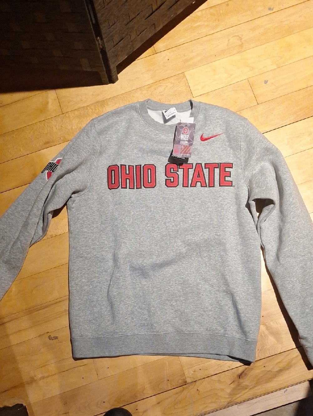 Nike Gray Crewneck Sweatshirt with Red Ohio State Lettering